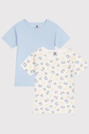Petit Bateau 2er-Set kurzärmelige Kinder-T-Shirts aus Baumwolle mit Minibus-Motiv