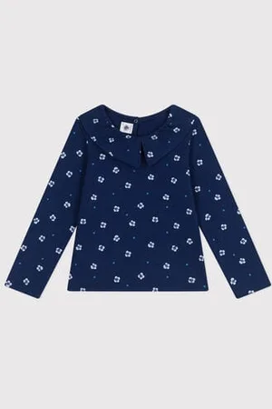 Petit Bateau Langärmeliges Kinder-T-Shirt aus Baumwolle mit Blumenmuster