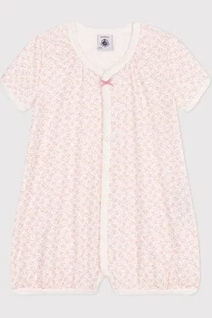 Petit Bateau Baby-Kurzoverall aus Baumwolle mit Blumenmotiv
