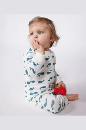 Petit Bateau Strampler ohne Druckknöpfe aus Baumwolle mit Walmotiven