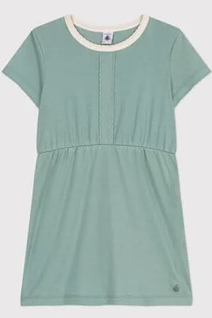 Petit Bateau Kurzärmeliges Kinder-Kleid aus einfarbiger Baumwolle