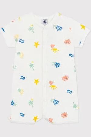 Petit Bateau Baby-Kurzoverall aus bedruckter Baumwolle