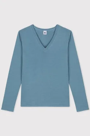 Petit Bateau Eng anliegendes T-Shirt mit Pikotkante aus Bio-Baumwolle für Damen
