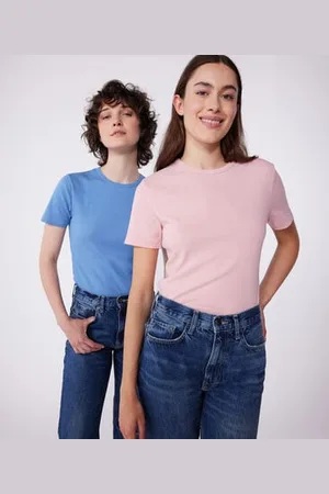 Petit Bateau Damen-T-Shirt L’ICONIQUE aus einfarbiger Baumwolle mit Pikotkante