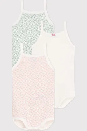 Petit Bateau 3er-Set Trägerstrampler aus Baumwolle mit Blumenmuster