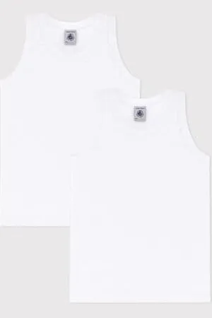 Petit Bateau 2er-Set weiße Unterhemden für Jungen