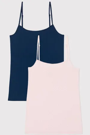 Petit Bateau 2er-Set Damen Spaghetti-Tops aus Baumwolle