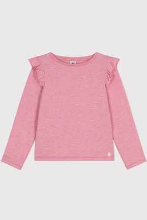 Petit Bateau Langärmeliges Kinder-T-Shirt aus Rippstrick für Mädchen