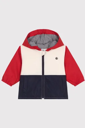 Petit Bateau Baby-Windjacke mit Colorblock und Ringelstreifen-Futter