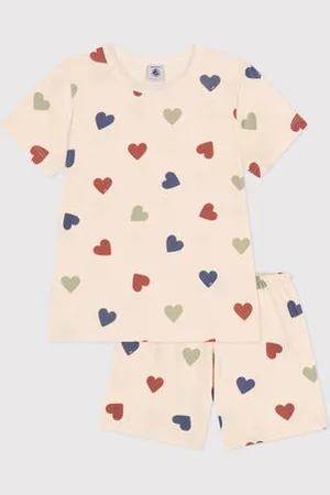 Petit Bateau Kurzer Kinderpyjama aus Baumwolle mit Herz-Printmotiv