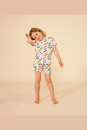 Petit Bateau Kurzer Kinderpyjama aus Baumwolle mit Printmotiv mit Leuchteffekt
