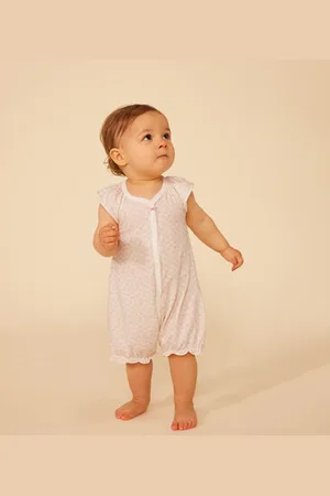 Petit Bateau Kurzer Baby-Overall aus Baumwolle mit Blumenmotiv