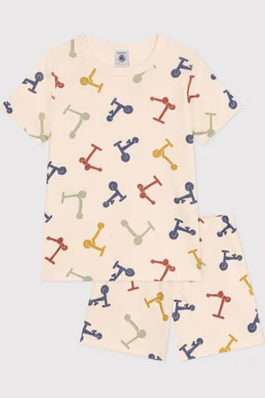 Petit Bateau Kurzer Kinderpyjama aus Baumwolle mit Roller-Printmotiv