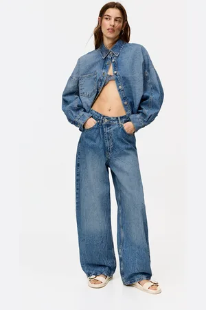 Pull&Bear Super-Baggy-Jeans Mit Überkreuztem Bund