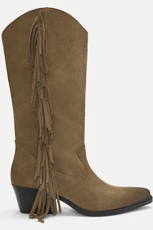 Pull&Bear Cowboystiefel Mit Fransen Aus Leder