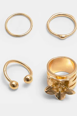 Pull&Bear 4er-Pack Ringe Mit Blume