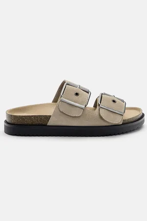 Pull&Bear Flache Ledersandalen Mit Schnallen