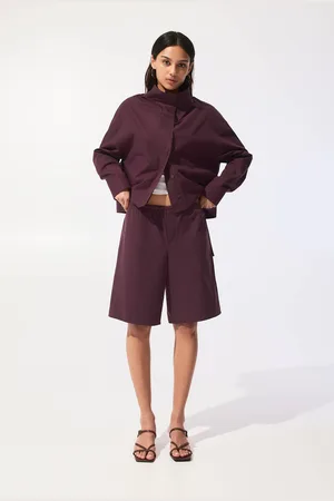 Pull&Bear Bordeauxrote Bermuda Seitliche Schleife