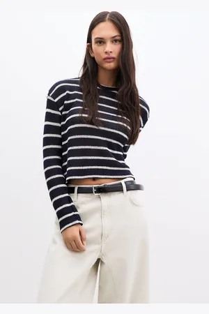 Pull&Bear Gestreifter Pullover Mit Ausschnittstickerei