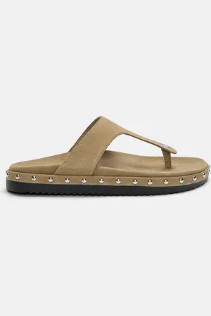 Pull&Bear Flache Ledersandalen Mit Nieten