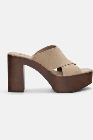 Pull&Bear Plateau-Ledersandalen Mit Absatz