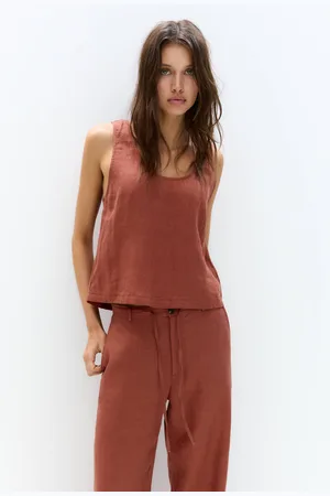 Pull&Bear Fließendes Top Aus Reinem Leinen