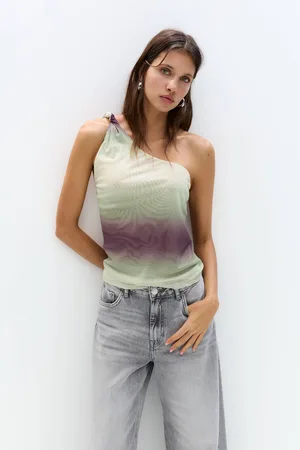 Pull&Bear Asymmetrisches Top Aus Tüll Mit Trägern Und Knoten