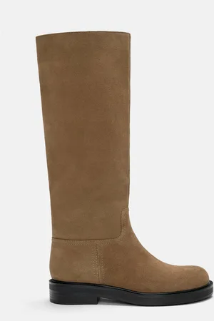 Pull&Bear Flache Hohe Lederstiefel