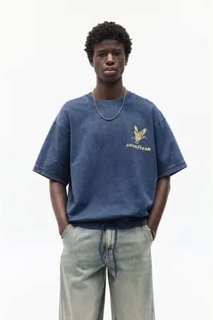 Pull&Bear Blaues Sweatshirt Goodyear Mit Kurzen Ärmeln