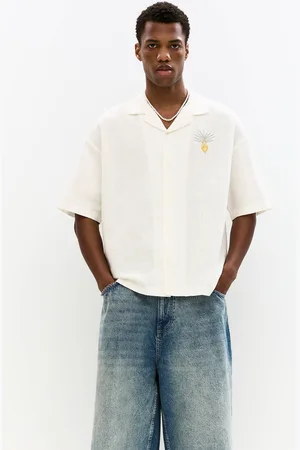 Pull&Bear Hemd Mit Stickerei Und Kurzen Ärmeln