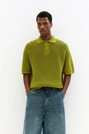 Pull&Bear Poloshirt Mit Kurzen Ärmeln Und Lockerem Strickmuster