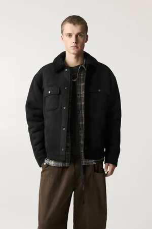 Pull&Bear Jacke Wildlederimitat Kragen Lammfellimitat