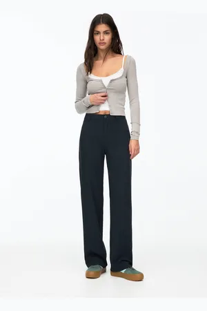 Pull&Bear Gerade Geschnittene Stoffhose Mit Hohem Bund