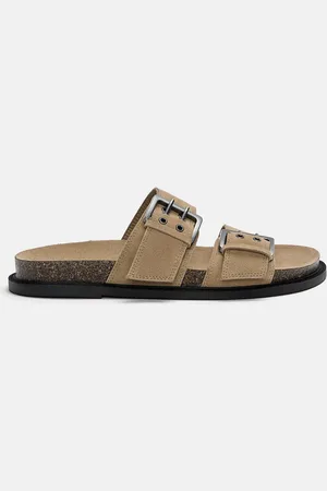 Pull&Bear Flache Sandalen Aus Leder Mit Schnallen