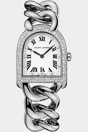 Ralph Lauren Stahl-Armbanduhr mit Diamanten