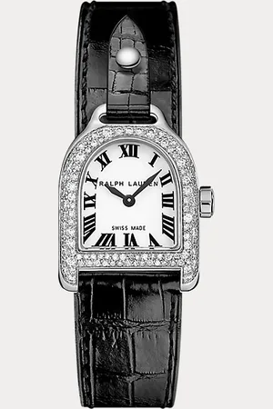 Ralph Lauren Kleine Stahl-Armbanduhr mit Diamanten
