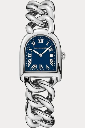 Ralph Lauren Stahl-Armbanduhr mit blauem Zifferblatt