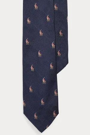 Ralph Lauren Krawatte aus Seidenrips mit Polo Pony