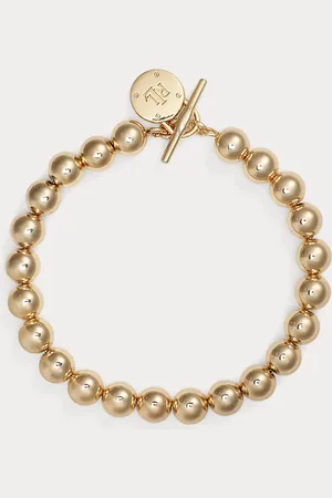 Ralph Lauren Goldfarbenes Perlenarmband mit Knebel