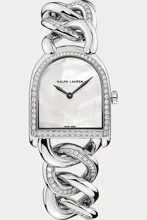 Ralph Lauren Zierliche Uhr Steel und Diamond Stirrup
