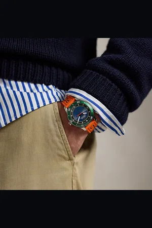 Ralph Lauren Stahl-Armbanduhr Polo Sport, 42 mm