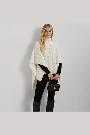 Ralph Lauren Poncho mit Zopfmuster und Halbrollkragen
