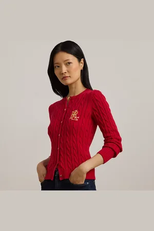 Ralph Lauren Baumwollstrickjacke mit Zopfmuster