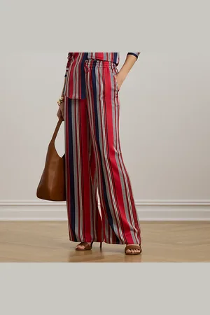 Ralph Lauren Gestreifte Satinhose mit weitem Bein