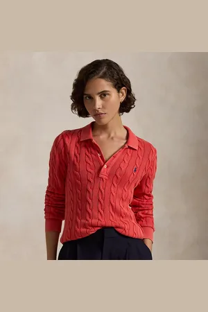 Ralph Lauren Langärmliges Poloshirt mit Zopfmuster