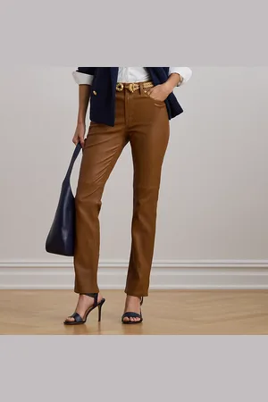 Ralph Lauren Gerade, knöchellange Hose aus Lammleder