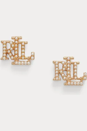 Ralph Lauren Goldfarbene Ohrstecker mit Kunstperlen