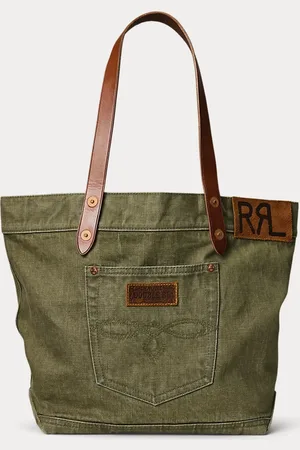 Ralph Lauren Twill-Tragetasche mit Lederbesatz