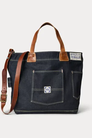 Ralph Lauren Denim-Tragetasche mit Lederbesatz