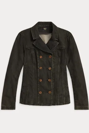 Ralph Lauren Zweireihige Jacke aus schwarzem Denim